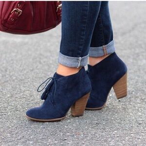 Sole Society Tallie Suede Tassel Heeled Booties